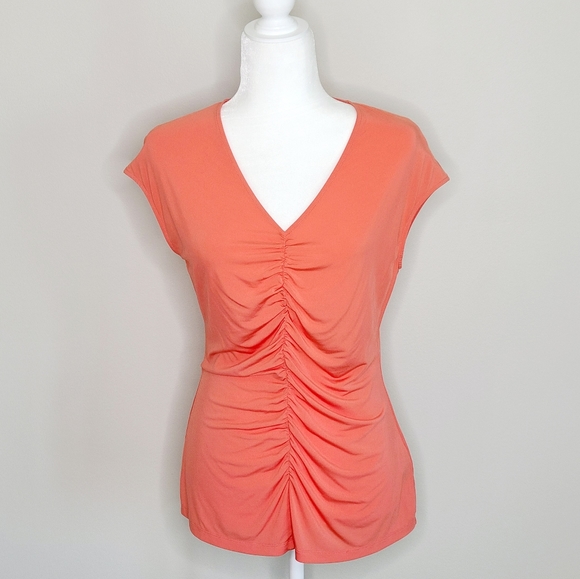 Lafayette 148 New York Tops - Lafayette148 V-neck Draped Short Sleeve Top Medium